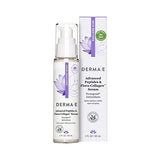 DERMA E Advanced Peptides and Vegan Flora-Collagen Serum – Double Action Collagen Face Cream with Peptide Complex – Intensely Hydrating Treatment for Lines, Wrinkles and Redness, 2 oz