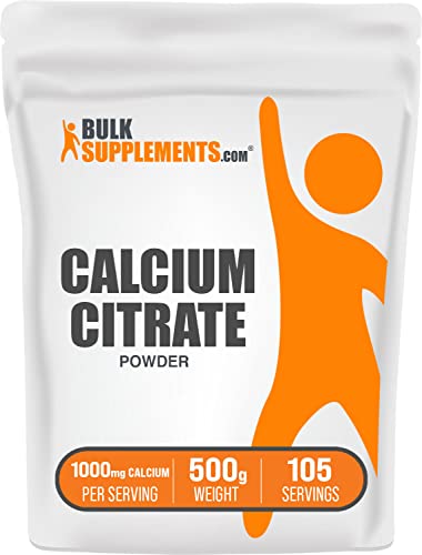 BulkSupplements.com Calcium Citrate Powder - Calcium Citrate Supplement, Calcium Citrate 1000mg - High Absorption, for Bone Health, 4760mg (1000mg Calcium) per Serving, 500g (1.1 lbs)