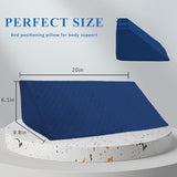 Jacobable Bed Wedge Pillow for Side Sleeping Sponge Filled Body Positioning Triangle Pillow Suitable for Pregnancy and Surgery Prevent Bed Sore for Leg and Back Support with Pillow Case (Dark Blue)