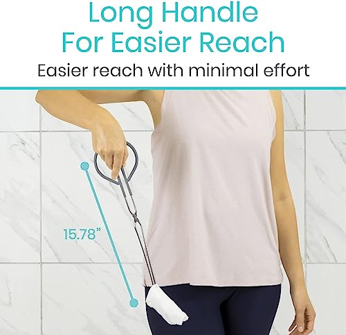 Vive Toilet Wiping Aid Tongs - Self Wiper for Bottom - Self Assist Bathroom Aid for Limited Mobility, Elderly, Pregnancy, Disabled, Shoulder and Back Pain - Long Handled Design - Toilet Accessories