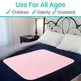 Vive Bed Pads for Incontinence Washable, Bed Wetting Protection for Adults & Elderly - Waterproof Reusable Underpads for Mattress, Women, Men, Kids, Pets (Pink, 34" x 52")