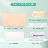 Castor Oil Pack Wrap, MRLI 5 Pack Castor Oil Pack for Liver Detox, Organic Cotton Flannel for Castor Oil Pack, Reusable Castor Oil Pack Kit for Thyroid Neck with Adjustable Elastic Strap