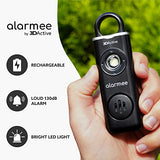 3DActive Alarmee Rechargeable Personal Safety Alarm for Women, Teens and Elderly, Pocket Size 130dB Loud Siren with LED Light