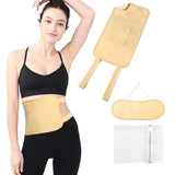 OLWORK 3 Pcs Castor Oil Pack Wrap, Reusable Organic Castor Oil Pack for Liver Detox, Adjustable Elastic Strap, Bamboo Cotton Machine Washable Anti Oil Leak (Beige)