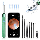 Ear Wax Removal - Earwax Remover Tool with 8 Pcs Ear Set - Ear Cleaner with Camera - Earwax Removal Kit with Light - Ear Camera with 6 Ear Spoon - Ear Cleaner for iOS & Android (Green)