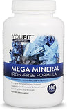 Mega Minerals Supplement by Youfit Nutrition | All 72 Trace Minerals | Premium Formula with Source of Minerals and Immune Health Support | Iron Free | All in One |1000mg Calcium 500mg Magnesium