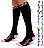 SB SOX Compression Socks (20-30mmHg) for Men & Women – Best Compression Socks for All Day Wear, Better Blood Flow, Swelling! (Small, Black/Pink)