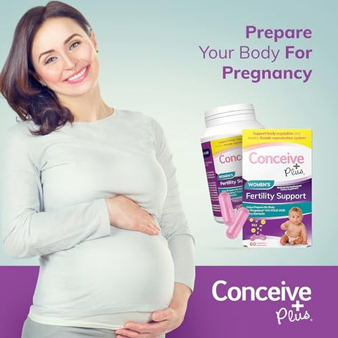 Conceive Plus Womens Fertility Support - Prenatal Vitamin with Vitamin C & D, Female Fertility Formula for Conception, 60 Capsules - 30 Day Supply