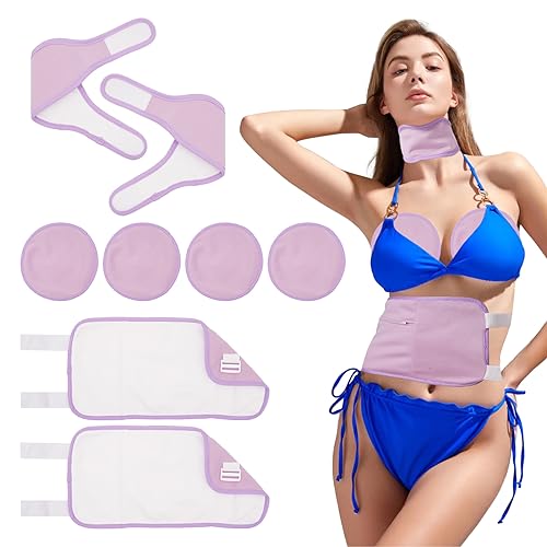 Castor Oil Pack Wrap,8 Pcs Reusable Organic Castor Oil Packs for Liver Detox,Constipation,Less Mess,Made of Organic Cotton Flannel with Adjustable Elastic Strap Machine Washable Anti Oil Leak (Purple)