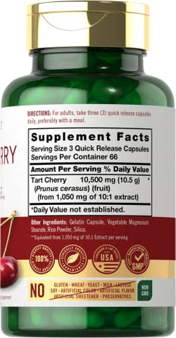 Carlyle Tart Cherry Capsules | 10,500mg | 200 Pills | Max Potency | Non-GMO, Gluten Free | Tart Cherry Juice Extract