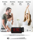 Projection Alarm Clock for Bedroom, Digital Clock with Date and Day of Week for Elderly, Temperature&Humidity, Dual Alarm with Weekday/Weekend Mode, TypeC&USB Charger, Snooze&Backlight, Battery Backup