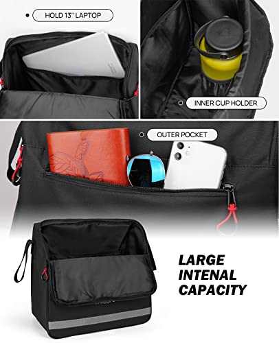 ISSYZONE Wheelchair Backpack Bag, Wheelchair Pouch, Backpack for Wheelchair Users, Wheelchair Bags to Hang on Back, Wheelchair Accessories Bag, Large Storage Bag with Inner Cup Holder, Black