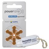 Powerone Hearing Aid Batteries, Size 312, 120 Batteries + Free Battery Case Keychain