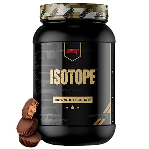 REDCON1 Isotope 100% Whey Isolate, Peanut Butter Chocolate - Keto Friendly Whey Protein Powder - Low Carb + Zero Sugar Whey Protein Isolate - Keto Protein Powder (30 Servings)
