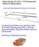 Glass Canopy for Aquariums with and Without Center Braces, 5 Gallon to 200 Gallon Aquariums (Tank Without Center Brace, 30" L x 12" W)