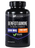HealthFare Benfotiamine 300mg | 200 Capsules | Fat Soluble Thiamine Vitamin B1 | Supports Overall Health | Non-GMO | Gluten Free
