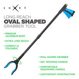 Grabber Reacher Tool - 2 Pack - Newest Version Long 32 Inch Foldable Pick Up Stick - Strong Grip Magnetic Tip Lightweight Trash Picker Claw Reacher Grabber Tool Elderly Reaching - by Luxet (Blue)