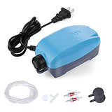 HITOP Dual Outlets Aquarium Air Pump, Whisper Adjustable Fish Tank Aerator, Quiet Oxygen Pump with Accessories for 20 to 100 Gallon (2 outlets - Blue)