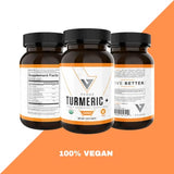 vedge Nutrition Turmeric+ | Organic Ayurvedic 3-in-1 Formula – Turmeric Root, Ashwagandha & Rhodiola Rosea | Muscle Recover & Joint Health | 30 Servings