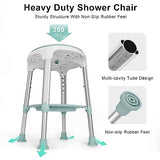 LEACHOI Shower Chair for Inside Shower, Swivel Shower Stools 350lbs, Adjustable Tub Chair and Bathroom Stool with Storage Tray for Seniors, Elderly, Bath Handicap & Disabled Green