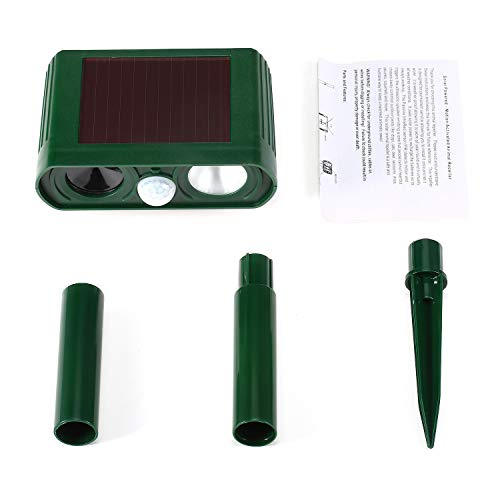 Animal Repellent Solar Powered Ultrasonic Animal Repellent Motion Sensor and Flashing Light Outdoor Weatherproof Farm Garden Lawn for Cat Dog Coyote Bird Skunk Snake Raccoon Rabbit Squirrel