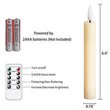 Mavandes 6.4 Inches Plastic LED Taper Candles with Remote and Timer,Ivory Flameless Battery Operated Flickering Candlesticks,Pack of 6 Flameless 0.78” Diameter 3D-Wick Tall Window Candles,Long-Lasting