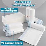 70 Pack Bedpan Liners Disposable Commode Liners with Absorbent Pads – Bedpans or Bedside Commode Bags – Bed Pan Liners for Elderly Females, Men, Women - Bed Pans Liner Nursing Homes and Hospitals