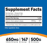 Nutricost Calcium Citrate Powder (500 Grams) (Unflavored) - Pure Calcium Citrate, No Fillers, Gluten Free (1.1lbs)