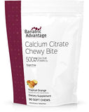 Bariatric Advantage Calcium Citrate Chewy Bites 500mg with Vitamin D3 for Bariatric Surgery Patients Including Gastric Bypass and Sleeve Gastrectomy, Sugar Free - Tropical Orange Flavor, 90 Count