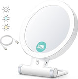 B Beauty Planet Magnifying Mirror with Light 20X/1X,Double Sided Tabletop Mirror with Adjustable Folding Handle,Cosmetic Mirror for Makeup/Travel, Tweezing, and Blackhead/Blemish Removal.