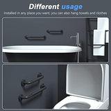 2 Pack 16 Inch Anti-Slip Shower Grab Bars w/Rubber Grip, iMomwee Stainless Steel Bathroom Wall Mount Matte Black Grab Bar Handle, Safety Balance Handrail, Handicap Elderly Senior Assist Bath Handle