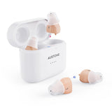 AUSTONE Hearing Aids, Hearing Aids for Adults Seniors Rechargeable with Noise Cancelling,16 Channel OTC Hearing Aids with Portable Charging Case, Beige, Pair
