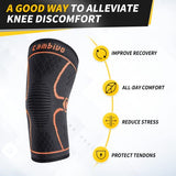 CAMBIVO 2 Pack Knee Brace, Knee Compression Sleeve for Men and Women, Knee Support for Running, Workout, Gym, Hiking, Sports (Orange,Large)