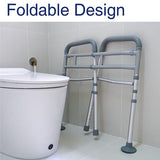 LandTale Toilet Safety Rails, Adjustable Toilet Rails for Elderly Adults Senior Disabled Handicap, Toilet Assistance Handles Safety Frames, Fit for Most Toilet, Foldable & Portable