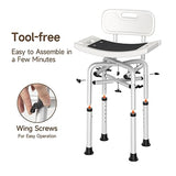 WAYES Shower Chair with Back, Cross-Brace Support, 500lbs, Tool-Free Assembly, Height Adjustable Bathtub Chair for Elderly, Shower Stool Fit for Standard Bathtub and Small Barthtub