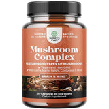 Extra Strength Mushroom Complex Capsules - 10X Lions Mane Mushroom Supplement Capsules with Reishi Chaga Cordyceps & More - 1330mg Adaptogenic Mushroom Nootropics Brain Support Supplement (2 Months)