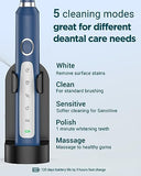 Sonic Electric Toothbrush for Adults - Rechargeable Electric Toothbrushes with 8 Brush Heads & Travel Case,Teeth Whitening , Power Electric Toothbrush with Holder, 3 Hours Charge for 120 Days - Blue
