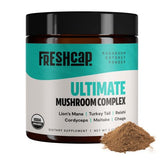 FreshCap Ultimate Mushroom Complex Powder - Lions Mane, Reishi, Cordyceps, Chaga, Turkey Tail, Maitake Supplements - For Immunity, Energy, Memory & Focus - Add to Coffee/Tea/Smoothies (60 Servings)