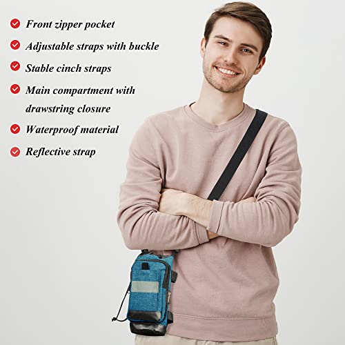 Crutch Bag Lightweight Crutch Accessories Storage Pouch with Reflective Strap and Front Zipper Pocket for Universal Crutch Bag to Keep Item Safety (Blue)