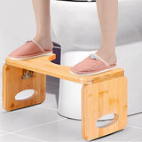 Beinilai Toilet Stool, Foldable Toilet Stool Squat Adult for Bathroom, Bamboo Poop Stool for Adult, 8 Inches Squatting Bathroom Potty Stool with 2 Packs Anti-Slip Strip（Natural Color）