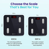 Etekcity Scales for Body Weight, Bathroom Digital Weight Scale for Body Fat, Smart Bluetooth Scale for BMI, and Weight Loss, Sync 13 Data with Other Fitness Apps, Black, 11x11 Inch