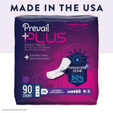 Prevail Plus | Long Length Incontinence Bladder Control Pads | Ultimate Absorbency | 90 Count (2 packs or 45)
