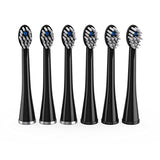 Waterpik Genuine Compact Size Replacement Brush Heads With Covers for Sonic-Fusion Flossing Toothbrush SFRB-2EB, 6 Count Black