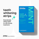 Zimba Teeth Whitening Strips Vegan Whitening Strip Enamel Safe Teeth Whitening Hydrogen Peroxide Teeth Whitener for Coffee, Wine, Tobacco, and Other Stains, 28 Strips (14 Day Treatment), Mint