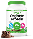 Orgain Organic Vegan Protein Powder, Creamy Chocolate Fudge - 21g Plant Based Protein, Gluten Free, Dairy Free, Lactose Free, Soy Free, No Sugar Added, Kosher, For Smoothies & Shakes - 2.03lb