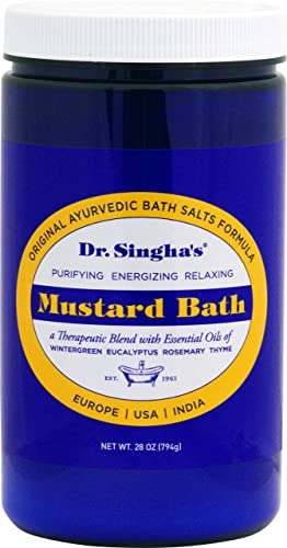 Dr. Singha's Mustard Bath Salts, Therapeutic Bath Detox, 28 Ounce - Relaxing Bath Soak for Sore Muscles, Restless Nights, Aches, Stress & Tension
