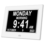 MRCHYDZ Clock with Day and Date for Elderly Large Display Digital Clock 5 Alarm 3 Medicine Reminders Dementia Clocks Digital Calendar Day Clocks Wall Clock Large Number Alarm Clocks 7 Inch White