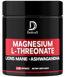 Magnesium L-Threonate Supplement with Lions Mane & Ashwagandha Root - 1000Mg Per Serving - Advanced Formula Support - 120 Capsules
