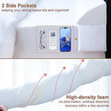 Vekkia Queen Bed Wedge Pillow/Mattress Gap Filler/Headboard Pillow/Bed Gap Filler,Close Gap (0-3.5") Between Your Mattress and Headboard,Stop Loosing Your Pillows,Phone&Glasses(White 60"x6.5"x4.5")