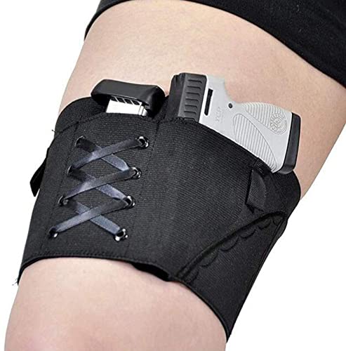 DULRLLY Concealed Carry Gun Leg Holster Universal Gun Leg Holster for Women Thigh Holster Adjustable Ladies Black Pistol Holster
